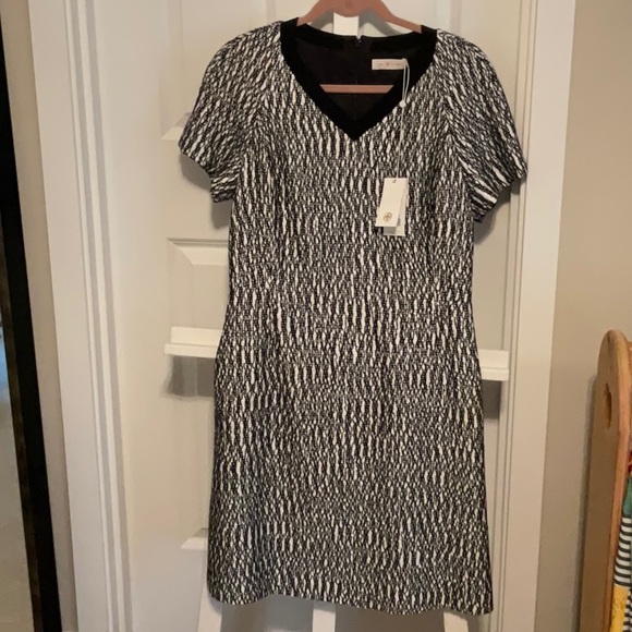 NWT.   Tory Burch   Black and white woven dress. Short sleeves - Picture 4 of 6